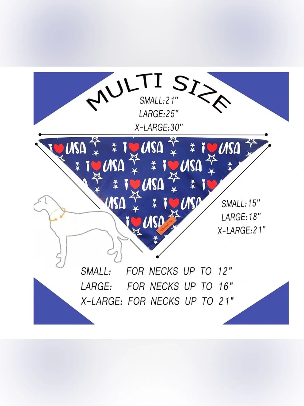 Realeaf 4th of July Bandanas 2 Pack, Triangle Reversible American Flag Size XL